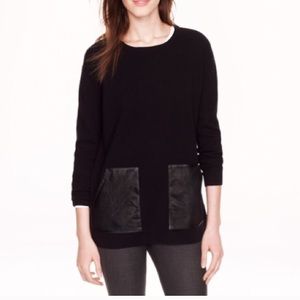 J. CREW Wool Sweater + Faux Leather Pockets